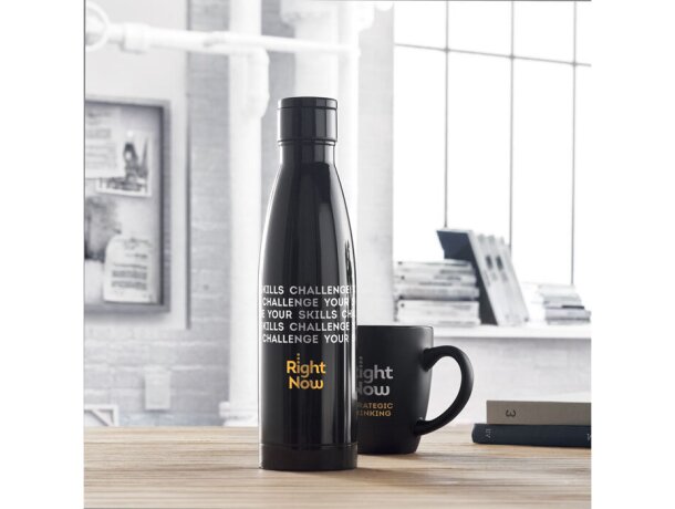 Botella térmica personalizada con termómetro led táctil de acero inoxidable Belo LUX Negro detalle 1
