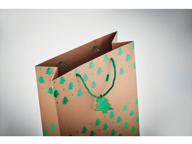 Bolsa regalo personalizada papel craft 250 g/m2 Sparkle Verde detalle 12