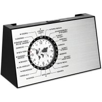 Reloj de sobremesa giratorio de metal personalizado plateado mate Reloj de sobremesa giratorio de metal personalizado plateado mate