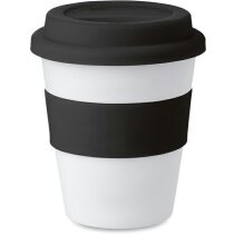 Vaso de plástico con banda de silicona merchandising negro Vaso de plástico con banda de silicona merchandising negro