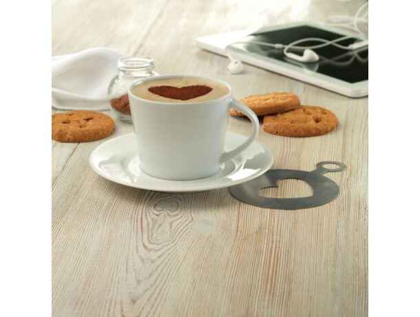 Taza de café con plato a juego de cerámica Paris Blanco detalle 2