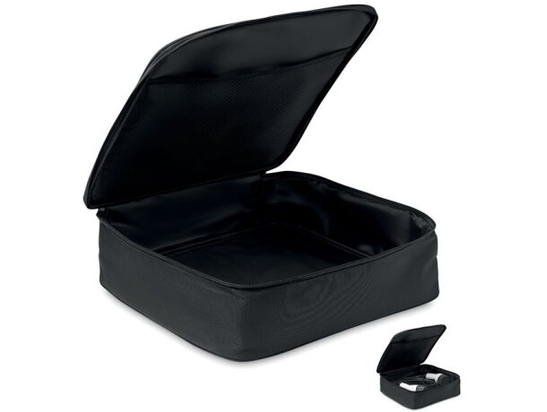 Organizador personalizado Cabag RPET con malla para cables Negro detalle 6