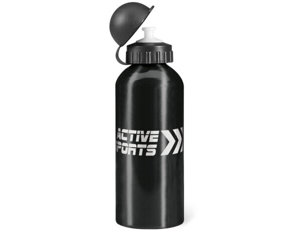 Bidón de agua personalizado de metal 600 ml grabada negro