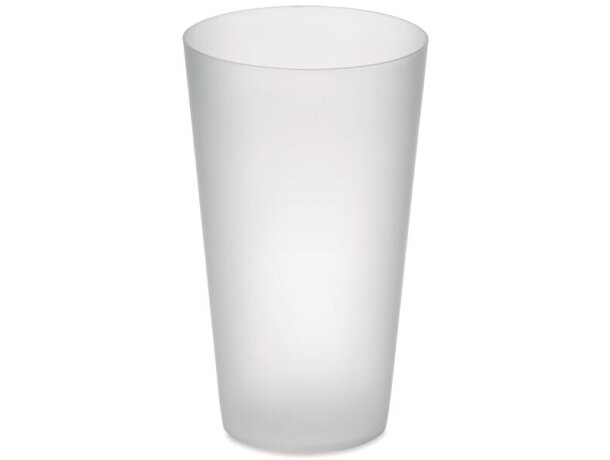 Vaso de plástico reutilizable de polipropileno 550ml Festa CUP Blanco transparente detalle 2