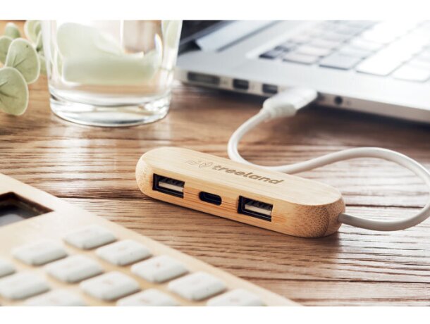 Hub USB de 3 puertos Vina C Madera detalle 1