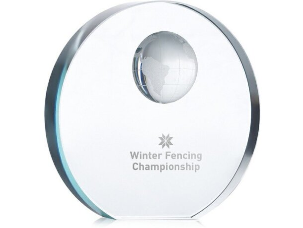 Trofeo de cristal con forma de esfera personalizada