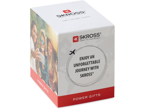 Adaptador universal publicitario en abs para Europa Skross Blanco detalle 2