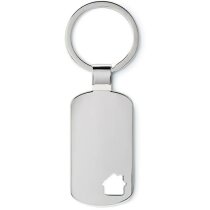 Llavero casa de metal para inmobiliarias con placa grabada