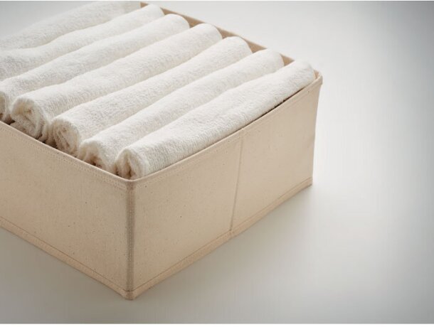Caja plegable de algodón con bolsa de cierre de cuerdas Beige detalle 6