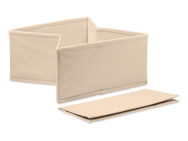 Caja plegable de algodón con bolsa de cierre de cuerdas Beige detalle 1