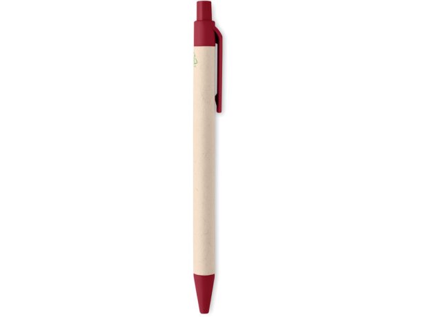 Bolígrafos ecológicos con pulsador cuerpo de cartón tinta azul Mito Pen Rojo detalle 9