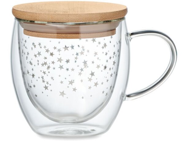 Taza cristal Sion doble pared térmica 220ml tapa bambú natural Violeta detalle 5