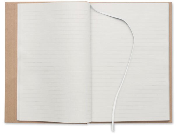 Libreta banda elastica con hojas a rayas y marcapáginas cartón reciclado Musa Blanco detalle 14
