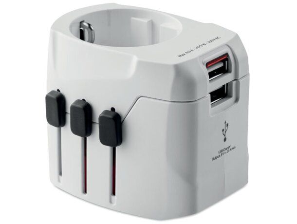 Adaptador y cargador de 3 polos UE y seguro niños Pro Light Blanco detalle 3