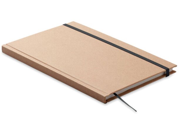 Libreta banda elastica con hojas a rayas y marcapáginas cartón reciclado Musa Gris claro detalle 17