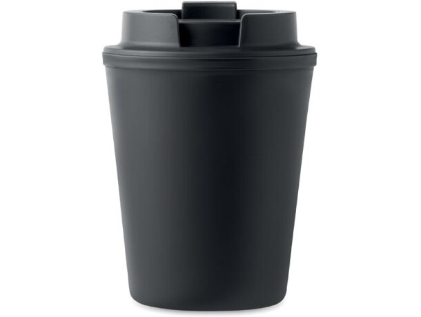 Vasos de plástico con tapa de pp reciclado 300ml Tridus Negro detalle 1