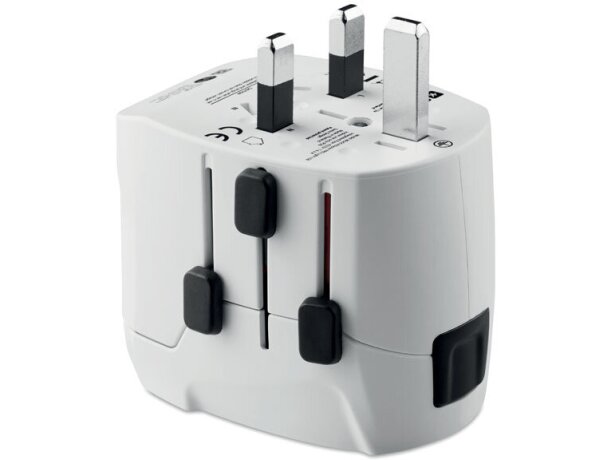 Adaptador y cargador de 3 polos UE y seguro niños Pro Light Blanco detalle 1