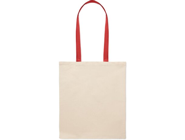 Bolsa algodón Zevra 140 gr asas largas colores 38x42 cm Rojo detalle 4