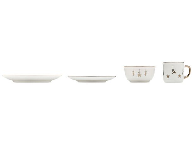 Set de desayuno con motivos navideños de cerámica Blanco detalle 4