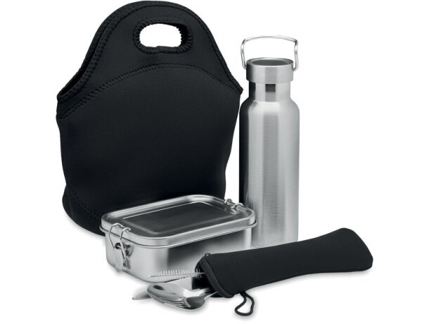 Set almuerzo en acero inox. Ily Negro detalle 4