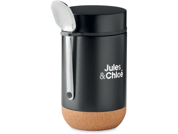 Tarro térmico de acero con cuchara Negro detalle 2
