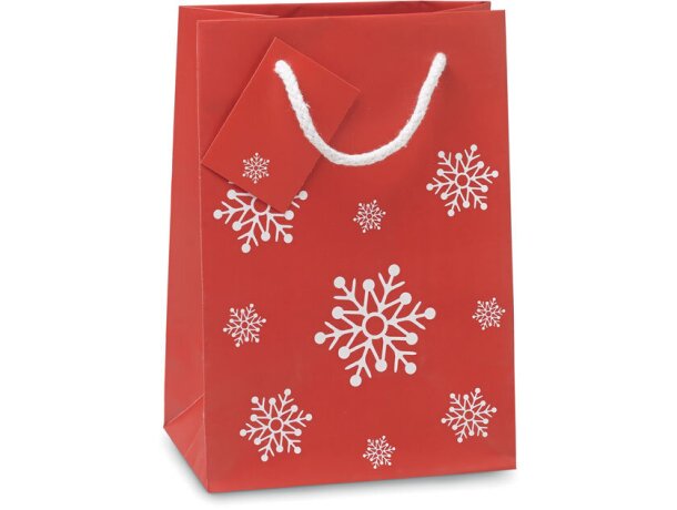 Bolsa papel Bossa Small navideña roja personalizada 16x23 cm Rojo detalle 2