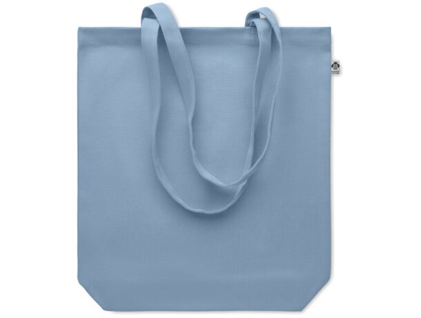 Bolsa de algodón asas largas orgánico 270 g/m2 Coco Azul celeste detalle 13
