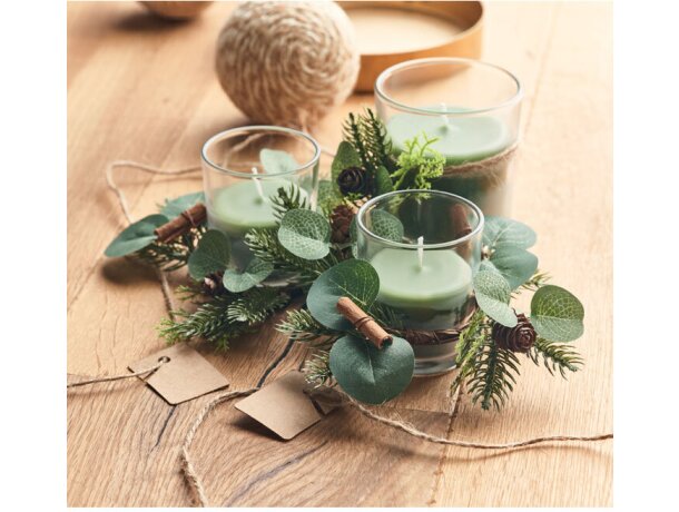 Set 2 porta velas de Navidad Moss Verde detalle 5