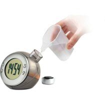 Reloj de sobremesa de agua plateado mate