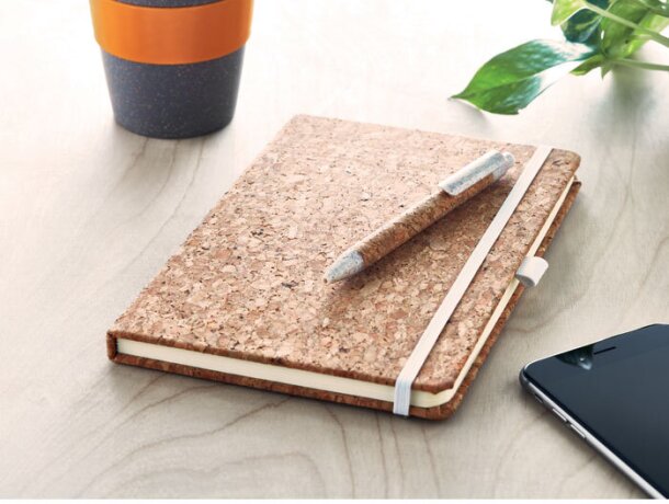 Set de libreta con boli en caja papel Suber Set Beige detalle 6