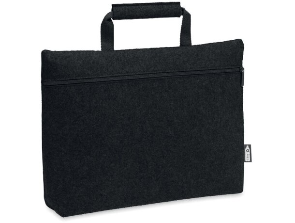 Maletín para portátiles barato Tapla fieltro 15'' con cremallera y bolsillo gris oscuro