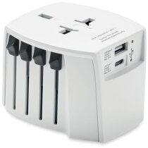 Adaptador viaje universal Skross doble USB blanco