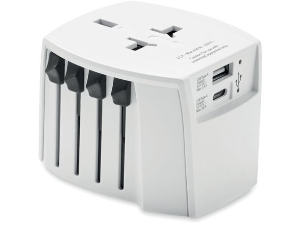Adaptador universal Skross blanco doble USB para merchandising Blanco detalle 3