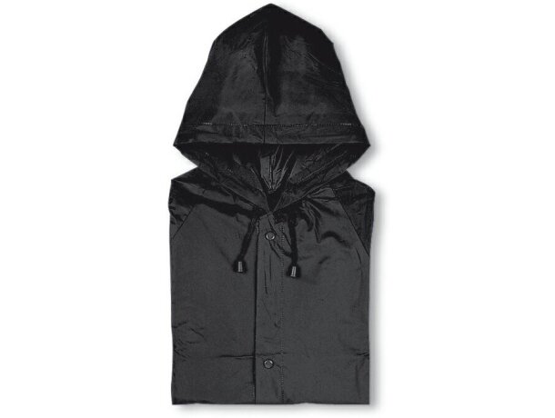 Impermeable de plástico con funda personalizado negro Impermeable de plástico con funda personalizado negro