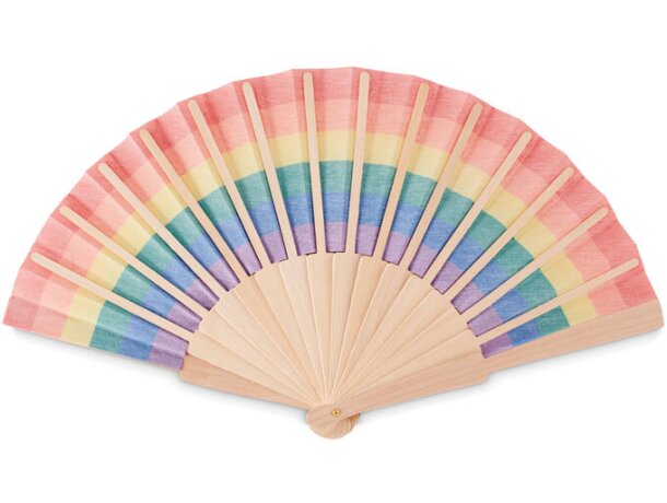 Abanico de madera Rainbow Bowfan plata