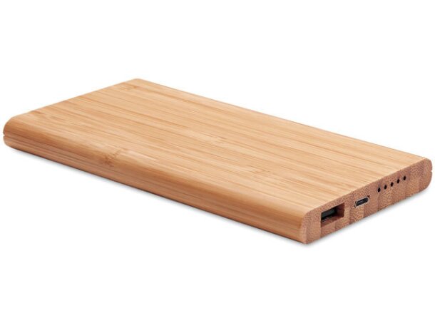 Batería externa Arena bambú 6000 mAh carga inalámbrica y USB C Madera detalle 4