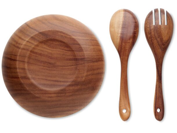 Set ensaladera con utensilios Rucco Madera detalle 1