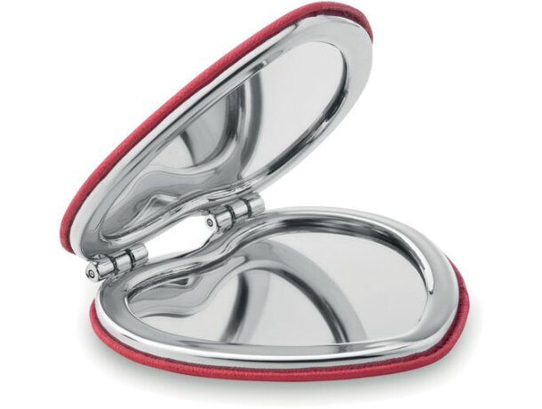 Espejo para boda con logo Glow Heart doble con cierre magnético en PU Rojo detalle 3