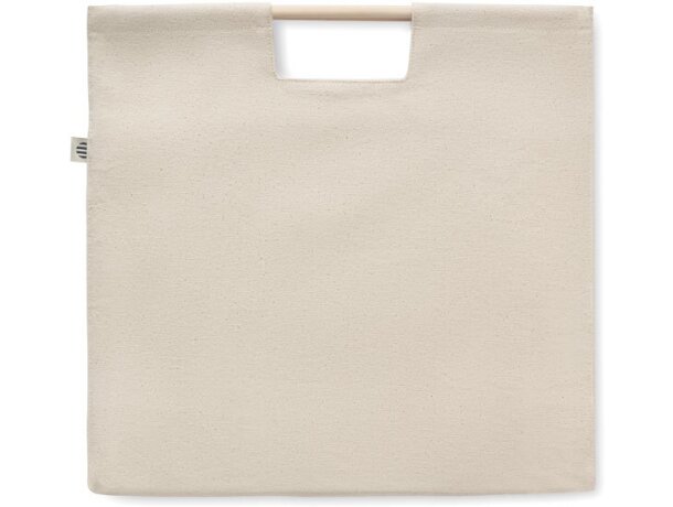 Bolsa ecológica asas de bambú 100% algodón 360 g/m2 Beige detalle 8