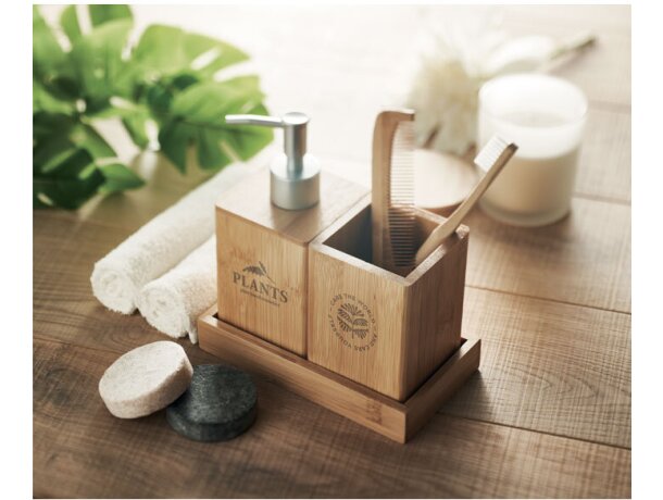 Set de baño 3 piezas Suomi de madera Madera detalle 1