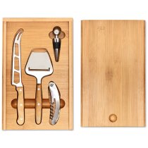 Set de regalo con accesorios para vino y queso personalizado madera Set de regalo con accesorios para vino y queso personalizado madera