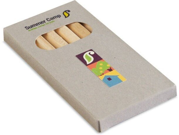 Caja con 6 lápices personalizado de colores personalizada