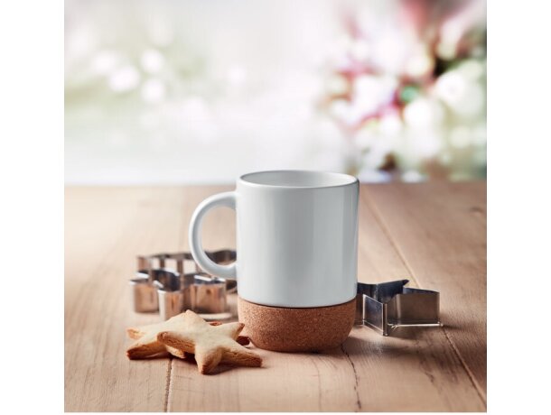 Tazas de cerámica con base de corcho tamaño grande 300 ml Blanco detalle 3