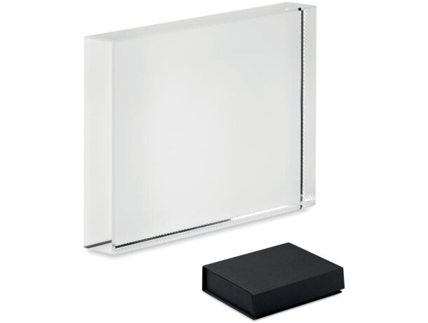 Trofeo cuadrado BLO cristal transparente 9x12 reconocimientos Violeta detalle 7