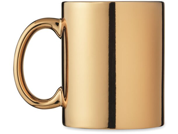Taza de café personalizada barata Holly clásica cerámica metálica 300 ml Dorado detalle 6