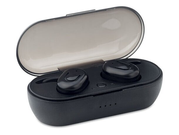 Auriculares TWS con base carga Twins Negro detalle 2