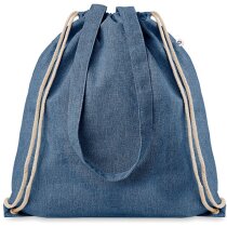 Bolsa de tela personalizada reciclado jaspeado 140g cordón azul