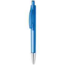 Bolígrafo transparente con clip azul transparente