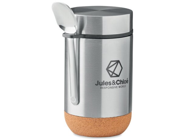 Tarro térmico de acero con cuchara Plateado mate detalle 5