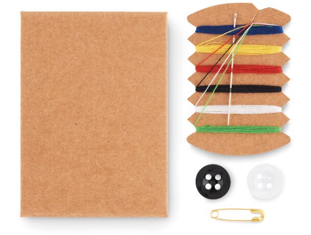 Kit de costura compacto en caja de papel kraft Beige detalle 1